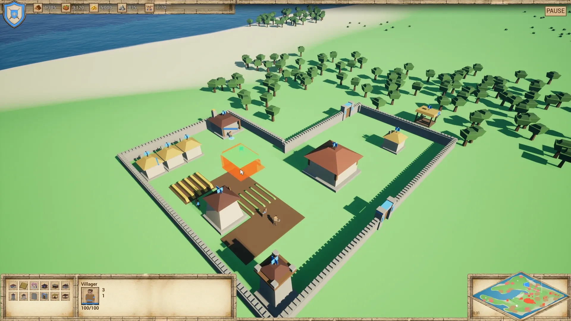The same ghost moved over a farm field, now tinted orange because its footprint overlaps the field.